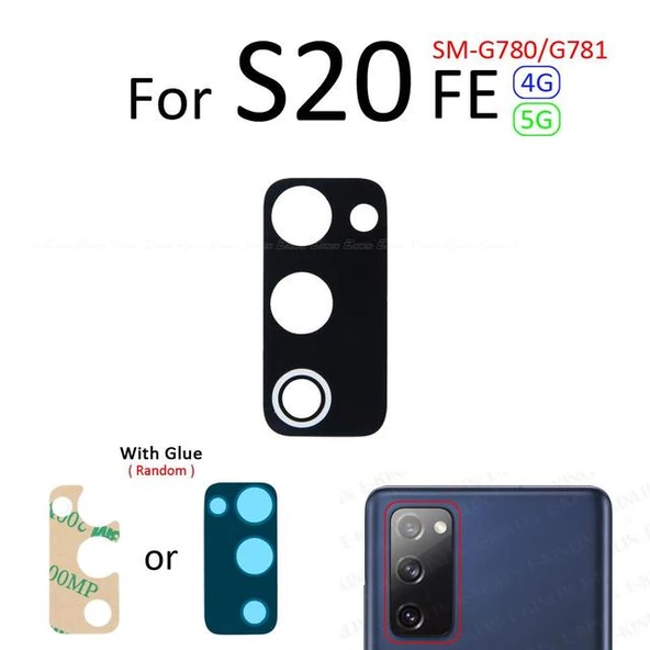 Tkgz Samsung Galaxy S20 FE Arka Kamera Camı Lens Yapışkanlı