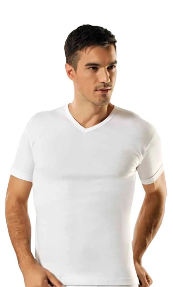 6'lı Tutku 0107 Ribana V Yaka Erkek Beyaz Siyah Gri Fanila ürün görseli