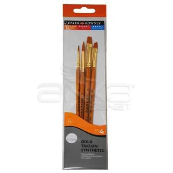 Daler Rowney Simply Gold Taklon Synthetic 4lü Fırça Seti Kod:400 - 3