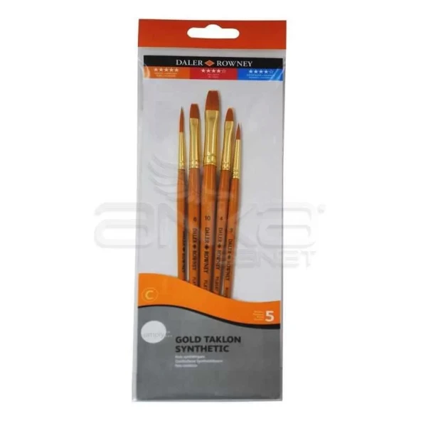 Daler Rowney Simply Gold Taklon Synthetic 5li Fırça Seti Kod:501 - 2