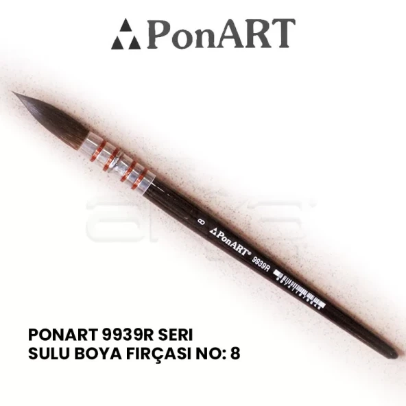 Ponart 9939R Seri Sulu Boya Fırçası No: 8