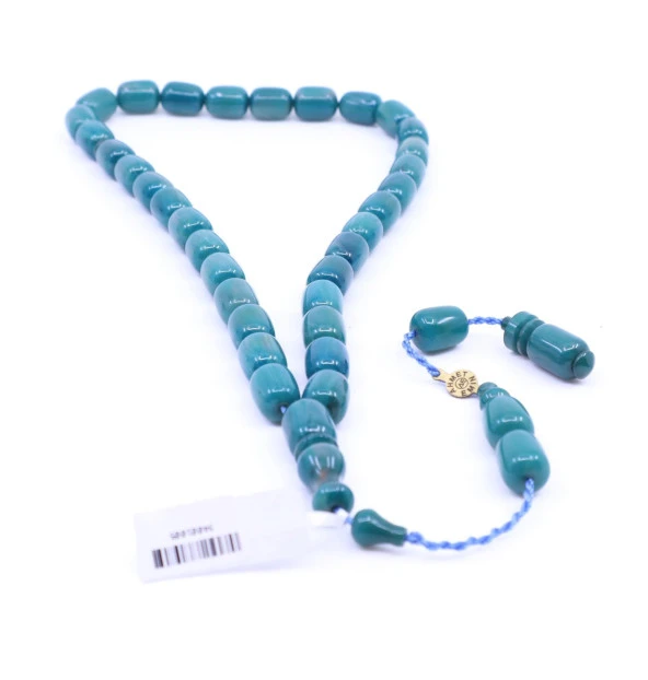 Kapsül Kesim Sıkma Kehribar Tesbih - Acı Yeşil 8,5 x 12,5 mm - 4