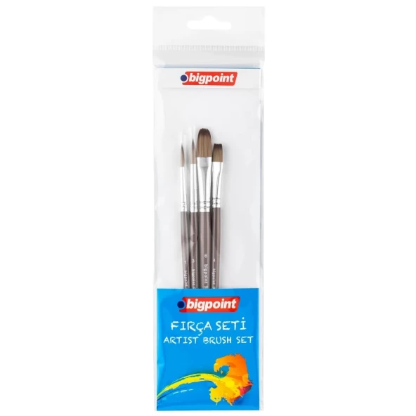 Bigpoint 984 Serisi Sentetik Kıl Karışık Uçlu Fırça Seti 4'lü Blister ürün görseli 1