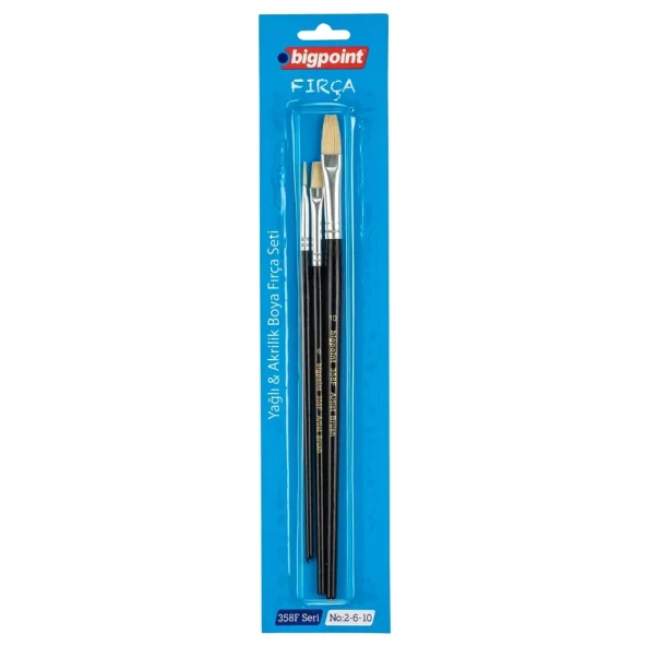 Bigpoint 358F Serisi Düz Kesik Fırça Seti 2-6-10 3'lü Blister - 1
