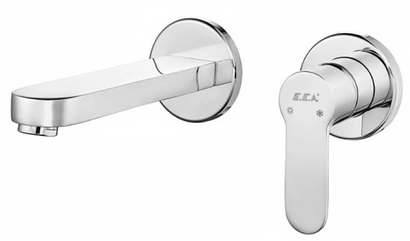 ECA Nita Ankastre Lavabo Bataryası Sıva Üstü Ve Sıva Altı Grubu Çift Rozet - Resim 2