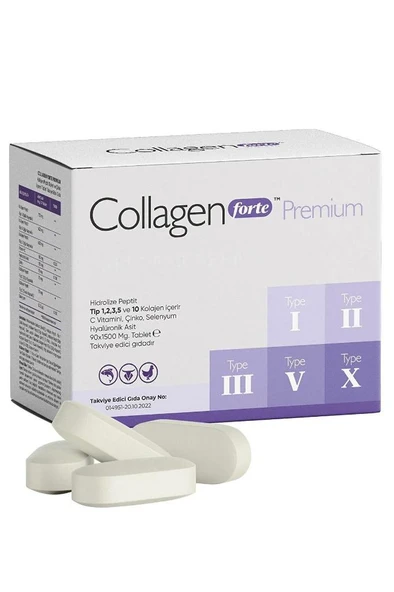 Collagen Forte Premium 5 Tip Kolajen, Hyalüronik Asit, Çinko, Selenyum & Vitamin C, 90 Tablet - 3