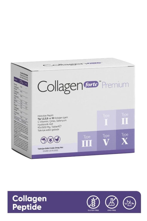 Collagen Forte Platinum Premium 5 Tip Kolajen, Hyalüronik Asit, Çinko, Selenyum & Vitamin C, 90 Tablet - 2