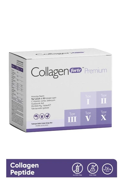 Collagen Forte Premium 5 Tip Kolajen, Hyalüronik Asit, Çinko, Selenyum & Vitamin C, 90 Tablet - 2