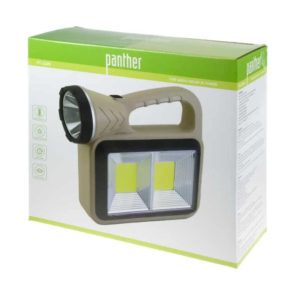 Panther 1000 Lümen USB Şarjlı Solar Fener PT-2209 - 5