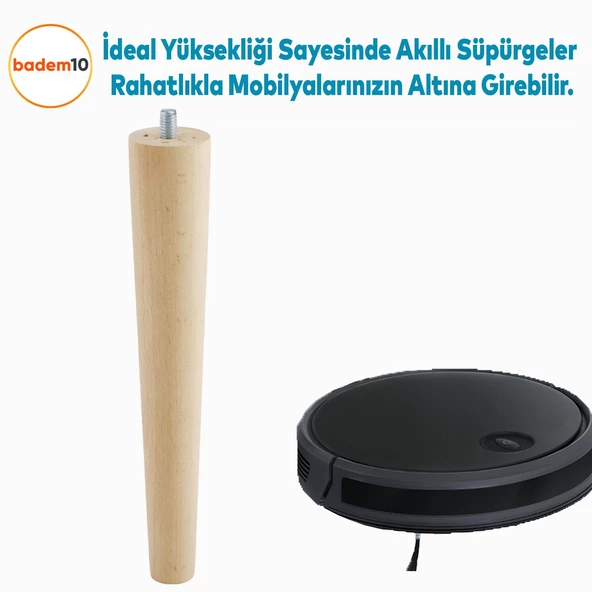 Ahşap Sehpa Masa Puf Tabure Tv Ünitesi Ayağı Ayakları M8 Civatalı 25 cm + Bağlantı Aparatlı 4'lü Set - 10