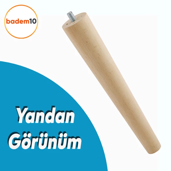 Ahşap Sehpa Masa Puf Tabure Tv Ünitesi Ayağı Ayakları M8 Civatalı 25 cm + Bağlantı Aparatlı 4'lü Set - 3