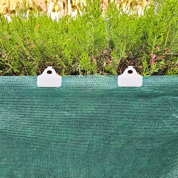 %95 KLİPSLİ GÖLGELİK FİLE 3x5 METRE AÇIK YEŞİL ÇİT FİLESİ - 16 ADET TÜL TUTTURUCU - KLİPS GÖLGE KORUMA 95'LİK BAHÇE ÇİTİ JÜT GÖLGELİK