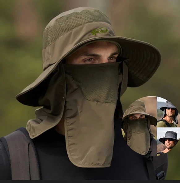Captain Fisherman Style Foter BG-9073 Güneş ve Haşere Koruyuculu Gölgelikli Şapka - Resim 2