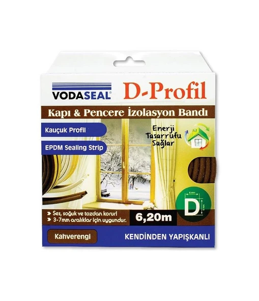 Vodaseal Kapı ve Pencere İzolasyon Bandı 6.2mt  Kahve