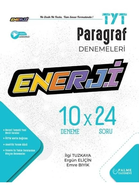PALME YKS TYT ENERJİ PARAGRAF 10 X 24 DENEMELERİ