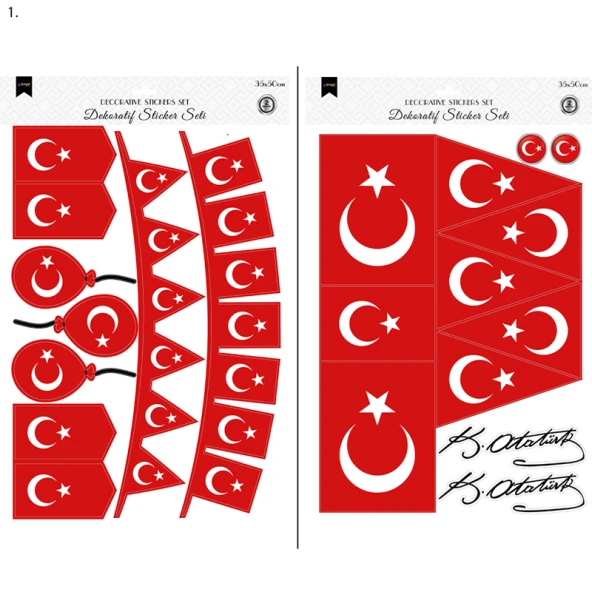 Dekoratif Milli Bayramlar Sticker Set 35x50 cm 2 li