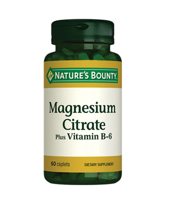 Nature's Bounty Magnesium Citrate Plus Vitamin B-6 60 Kaplet - Resim 2