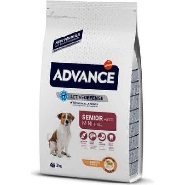 Advance Mini Senior Tavuklu ve Pirinçli Yaşlı Köpek Maması 3kg