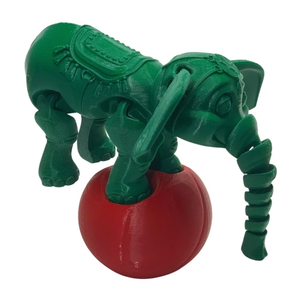 3D Hareketli Oyuncak Sirk Fili Denge Topu Dahil - Yeşil - Resim 3