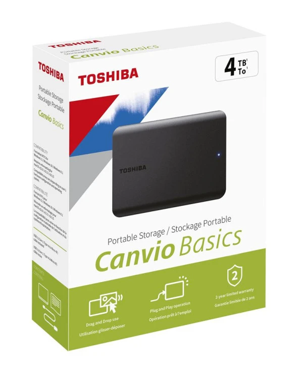 Toshiba 4TB Canvio Basic 2.5" Gen1 Siyah HDTB540EK3CA Harici Harddisk -YENİ-