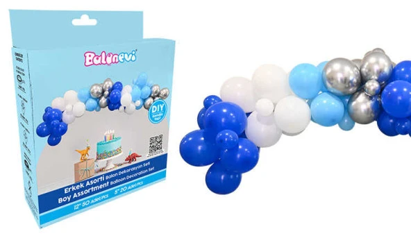 BALON DEKORANSYONU 3 LÜ SET MAVİ SET