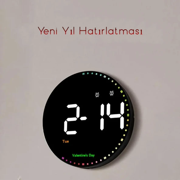 DailyTech Yuvarlak Kumandalı Dijital 10 İnç Duvar Saati Parlaklık Çalar Saat Dekor İçin Masa Saat - - 8