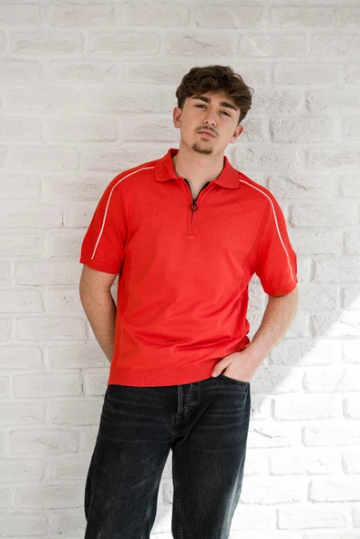 Microfilament Kumaş Fermuarlı Polo Yaka Slimfit T-shirt - 2