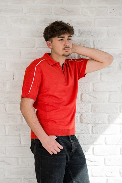 Microfilament Kumaş Fermuarlı Polo Yaka Slimfit T-shirt - 3