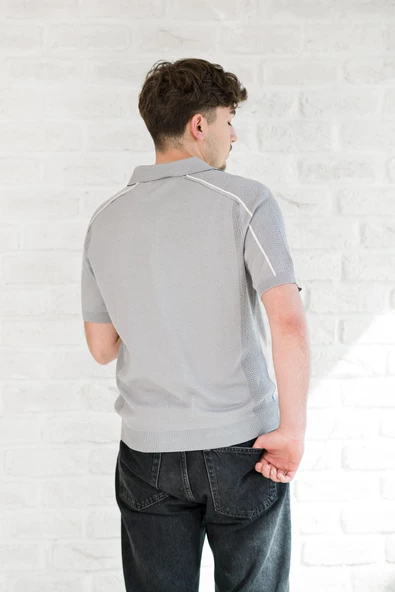Microfilament Kumaş Fermuarlı Polo Yaka Slimfit T-shirt - 8