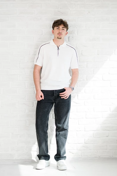 Microfilament Kumaş Fermuarlı Polo Yaka Slimfit T-shirt - 10