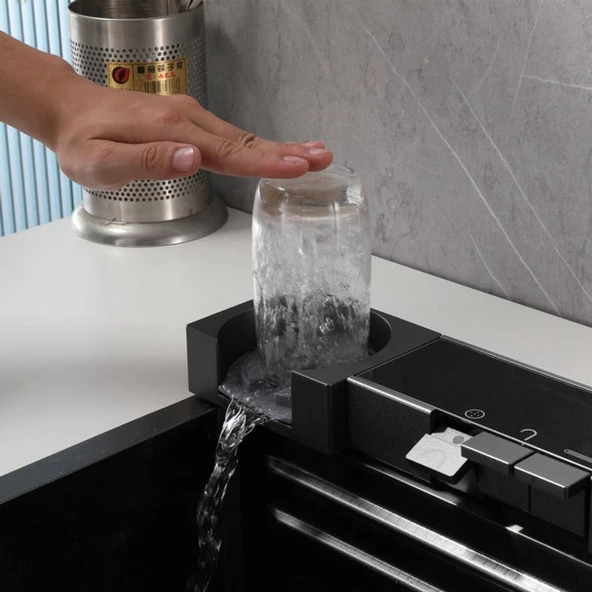 304 Sınıf Paslanmaz Çelik Lavabo Dijital Göstergeli Piyano Evye Seti Tam Donanımlı Full Takım - 8