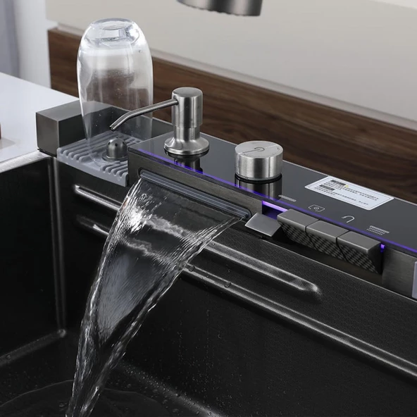 304 Sınıf Paslanmaz Çelik Lavabo Dijital Göstergeli Piyano Evye Seti Tam Donanımlı Full Takım - 10