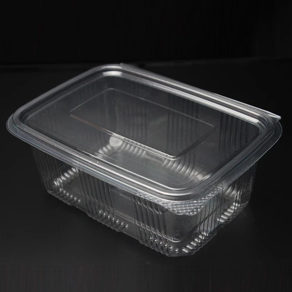 Kullan At Plastik Kilitli Şeffaf Düz Kapaklı Gıda Saklama Kabı Sızdırmaz Kap - 1000 cc - 50 Adet - Resim 3