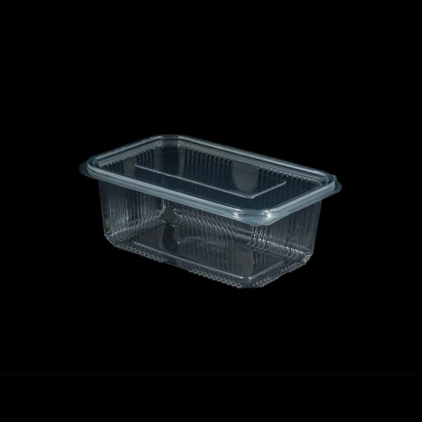 Kullan At Plastik Kilitli Şeffaf Düz Kapaklı Gıda Saklama Kabı Sızdırmaz Kap - 1000 cc - 75 Adet - 2