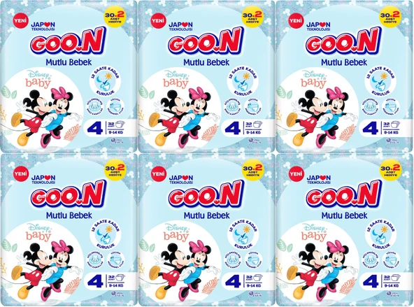 Goon Mutlu Bebek Bebek Bezi Beden:4 (9-14Kg) Maxi 192 Adet Jumbo Ekstra Pk