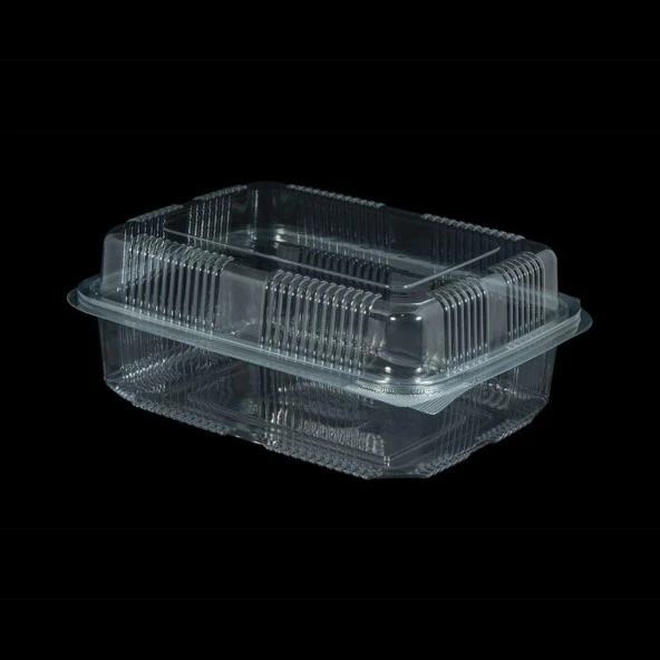 Kullan At Plastik Kilitli Şeffaf Bombeli Kapaklı Gıda Saklama Kabı Sızdırmaz Kap - 1000 cc - 50 Adet ürün görseli 1