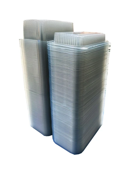 Kullan At Plastik Kilitli Şeffaf Bombeli Kapaklı Gıda Saklama Kabı Sızdırmaz Kap - 1000 cc -100 Adet - Resim 7