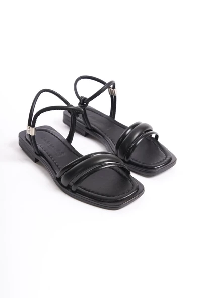 MİA026-1504 Günlük Kadın Siyah Tatil Sandaleti - Resim 4