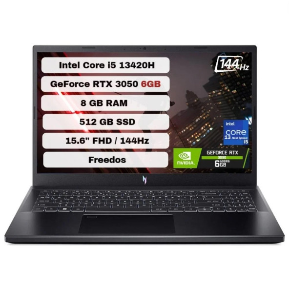 Acer Nitro V 15 ANV15-51 Intel Core I5 13420H 8 GB 512 GB SSD Rtx 3050 6 GB Freedos 15.6" Fhd