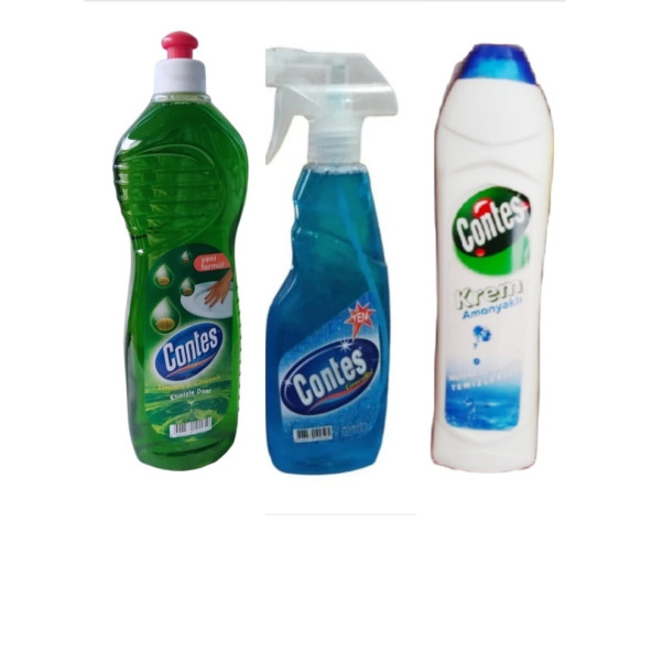 Contes Bulaşık Deterjanı 750 ml & Contes Camsil 500 ml & Contes Cif Krem  500 ml