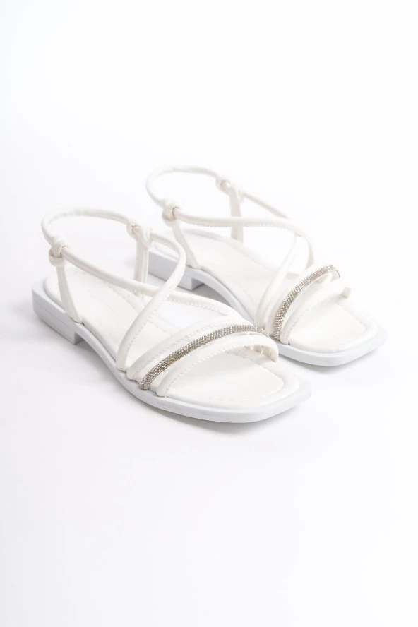 MİA026-1509 Günlük Kadın Beyaz Tatil Sandaleti - Resim 4