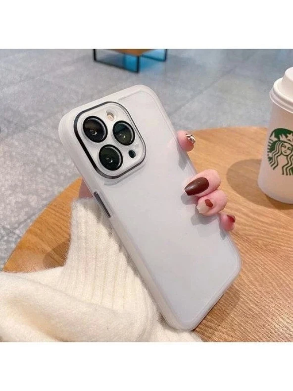 İphone 14 Pro Uyumlu Sert Silikon Metal Kamera Çerçeveli Kılıf - Resim 2