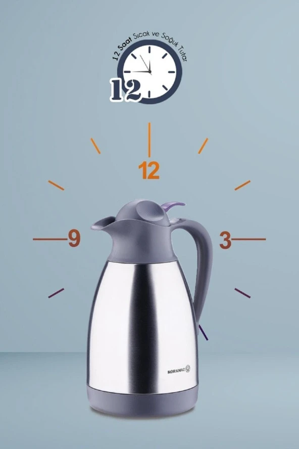 Korkmaz çelik çay termosu - çelik su termosu 1,5 lt. - 3