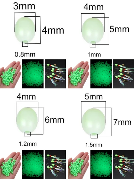 Eagenset Fosforlu Glow Yeşil Silikonlu Yumuşak Boncuk Olta Takımı, Çapari, Jig Yapım Malzemesi 50 Adet - 1