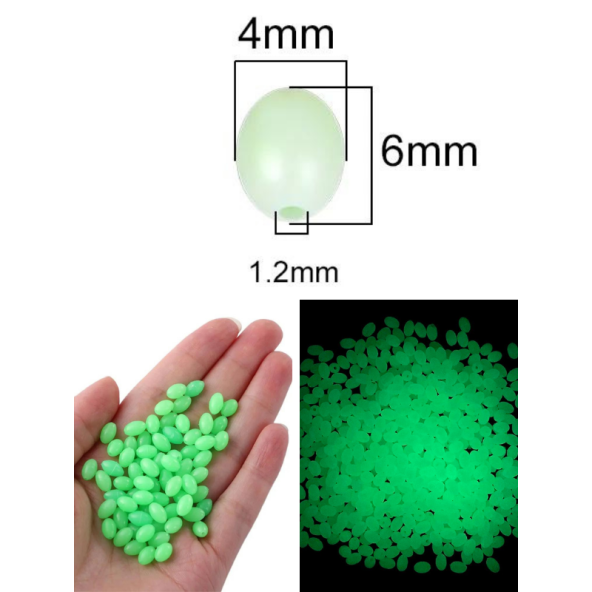 Eagenset Fosforlu Glow Yeşil Silikonlu Yumuşak Boncuk Olta Takımı, Çapari, Jig Yapım Malzemesi 50 Adet - 2