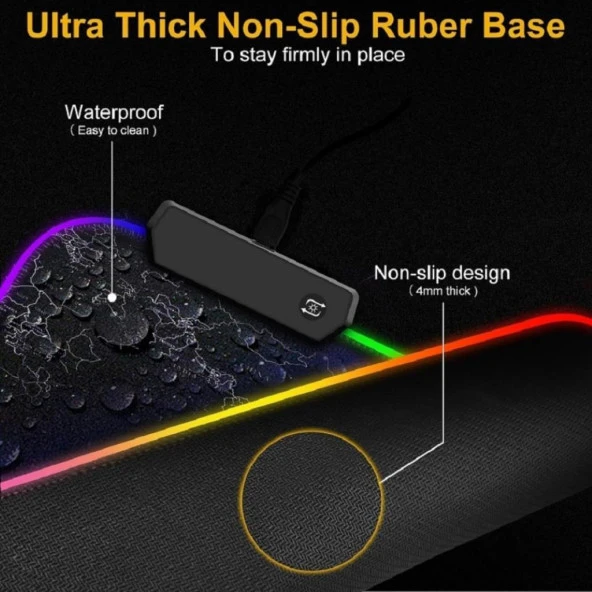 80x30 cm Büyük Boy XXL Dünya Haritalı Mousepad Rgb Led Işıklı Gaming Gamer Oyuncu Mouse Pad - 3