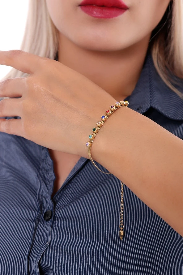 Kadın Çoklu Renkli Çelik  Bileklik Altın Renk ürün görseli