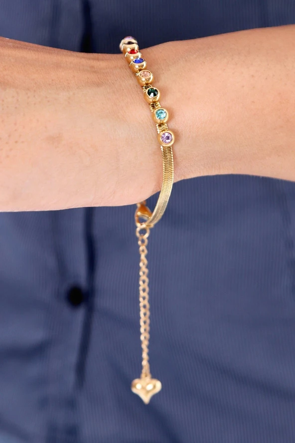 Kadın Çoklu Renkli Çelik  Bileklik Altın Renk - Resim 2