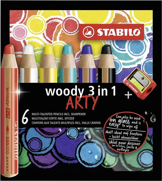 Stabilo Arty Woody 6'lı Renkli Boya Kalemi, 3'ü 1 Arada, ,6 Standart Renk ürün görseli