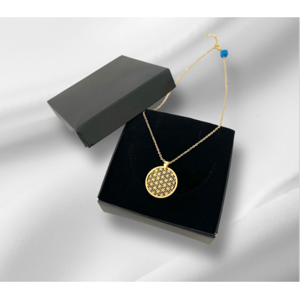 Kadın Hediye Yaşam Çiçeği Gold Renk Kolye - 3